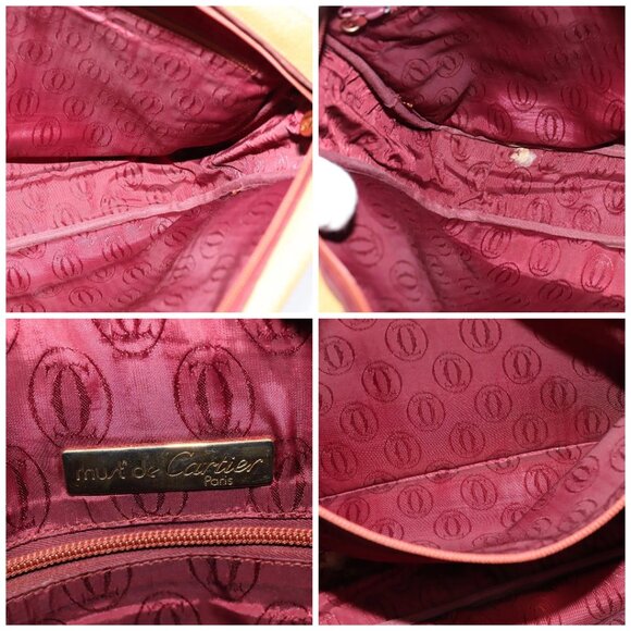 CARTIER Shoulder Bag Leather Yellow Gold Auth bs24418 - Picture 15 of 16